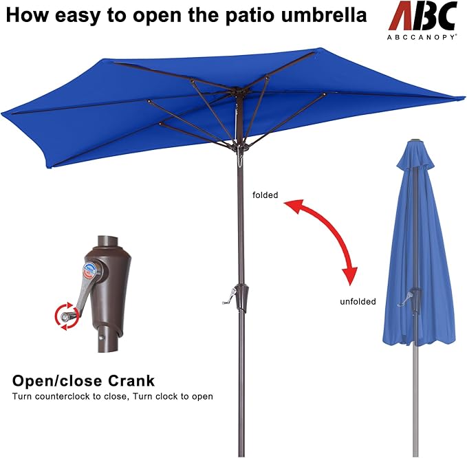 ABCCANOPY Patio Umbrella 9FT - Outdoor Half Umbrellas for Patio, Backyard, Garden, Deck (Blue)