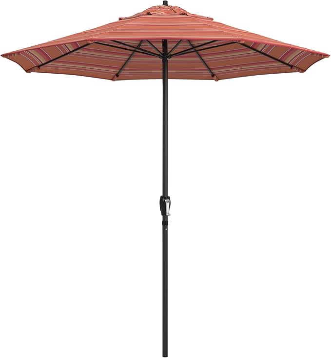 California Umbrella 12-Year Protection 7.5-Ft Outdoor Patio Umbrella, Sunbrella Fade-Resistant Fabric, Auto-Tilt, Heavy Duty Aluminum Frame, 8 Reinforced Ribs for Pool or Deck, Black Pole, Dolce Mango