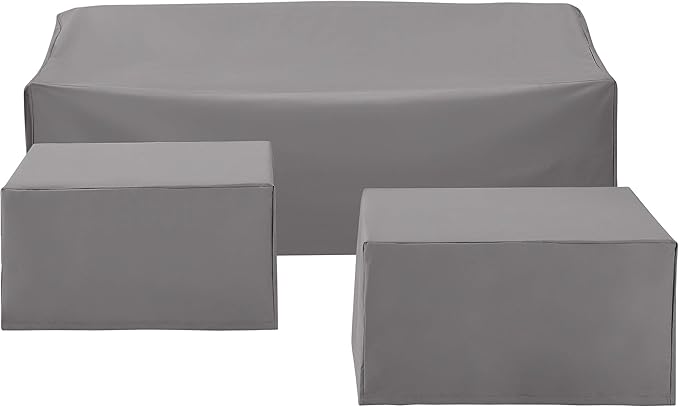 Crosley Furniture Patio Furniture Covers, Waterproof 3-Piece Cover Set for Outdoor Sectional Sofa Sets, Gray