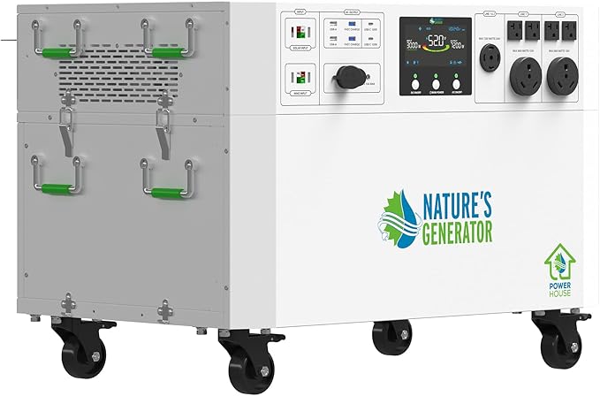 Nature’s Generator Powerhouse Gold Plus System:4800Wh Powerhouse and Four 410W Power Panels,120VAC and 240VAC Pure Sine Wave Address Home Power Requirements