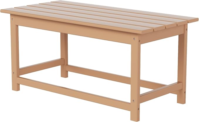 WO Home Furniture HDPE 2pcs Side and 1pc Coffee Table for Adirondack Chair, Weather and UV Resistant for Outdoor, Patio, Backyard, Porch, Garden, Teak