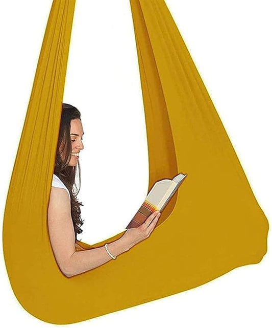 Kids Soft Swing Chair Indoor Therapy Swing Cuddle Hammock Autism ADHD Aspergers Children Elastic Parcel Steady Seat Swings Max Load 200KG (Color : Gold, Size : 150 x 280 cm)