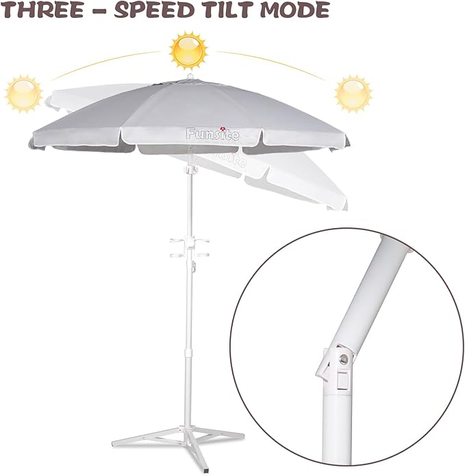 6.5ft Portable Beach Umbrellas for Sand Beach UV 50+ Umbrella with Tilt & Steel Pole, Protection with Heavy Duty Anchor, Patio Umbrella with Carry Bag