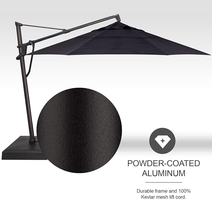 Treasure Garden AKZ PLUS Cantilever Umbrella 13' Octagonal Obravia Navy Canopy and Black Frame with Rolling Base