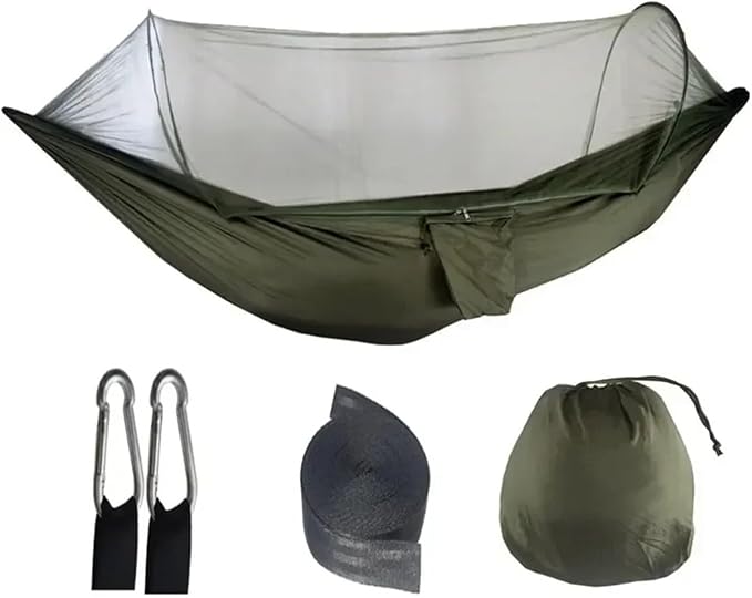 Hammock Camping Hammock with Mosquito Net Sleeping Tent Hammock Suitable Camping Hammock Outdoor Furniture for Garden Quick-Opening(Green)