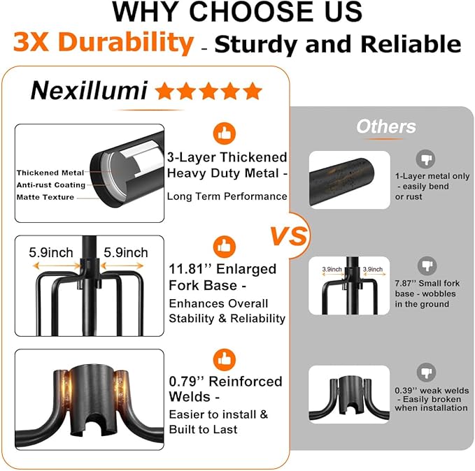 2 Pack Heavy-Duty String Light Poles for Outside with Fork, Adjustable Lighting Hanging Post Accessories for Patio Furniture Set Patio Decor Outdoor Decor Backyard Yard Pergola Garden Decorations