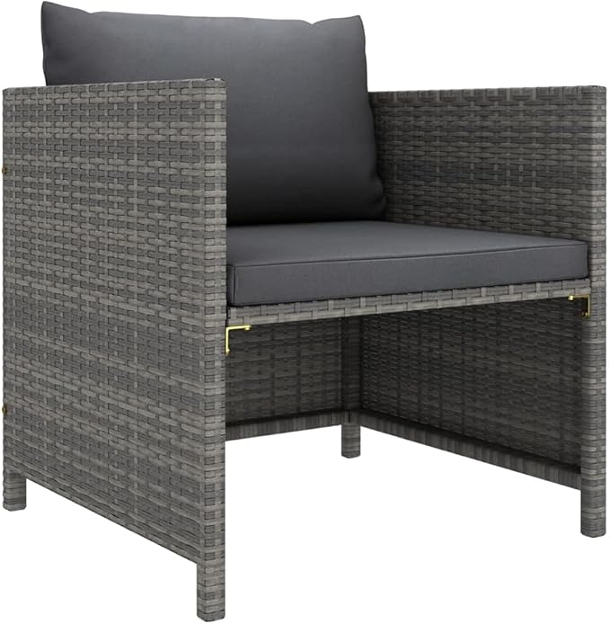 8-Piece Modular Patio Furniture Set Grey Square PE Rattan Outdoor Sectional Couch with Cushions 23.6 x 23.6 x 23.6 in Durable Steel Frame for Terrace Balcony Garden