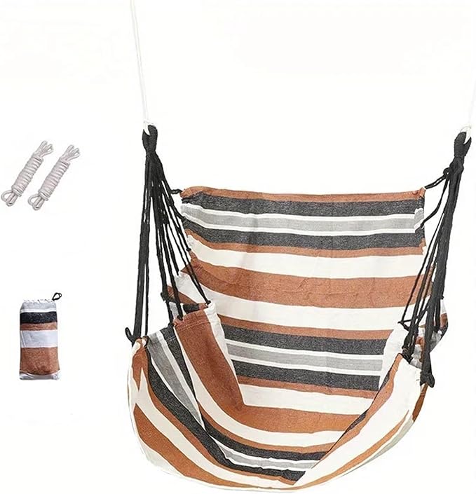 Hammock 1pc Swing Rocking Chair(with Storage Bag Outdoor Hammock Chair Canvas Leisure Swing Chair No Pillow Or Cushion Dormitory Hammock Quick-Opening(Khaki)