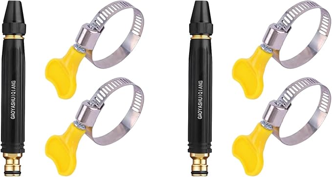 High Pressure Power Car Water Washer Nozzle with Metal Connector, Garden Hose Sprayer for Car Washing and Outdoor Cleaning, Sturdy Watering and Pressure Cleaning Accessory (2Set)
