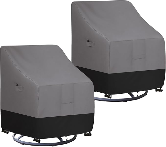 Easy-Going Outdoor Swivel Chair Cover Waterproof, Heavy Duty Patio Chair Cover, Windproof Outdoor Furniture Cover with Air Vent (2 Pack-35Wx37Dx38.5H inch, Gray/Black)