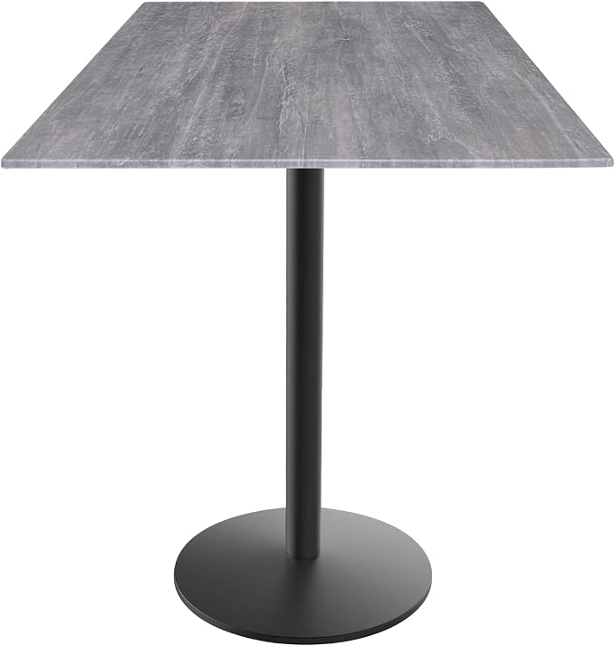 Holland Bar Stool Co. 36" Tall OD214 Indoor/Outdoor All-Season Black Wrinkle Table with 32" x 32" Square Greystone EuroSlim Top
