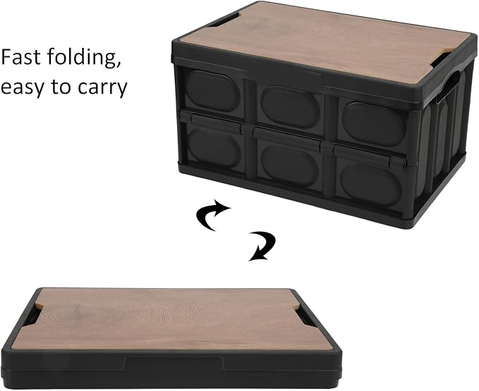 ZJchao 30L Outdoor Storage Bin with Removable Wooden Panel Weather Shell for Camping Patio and Garden Use