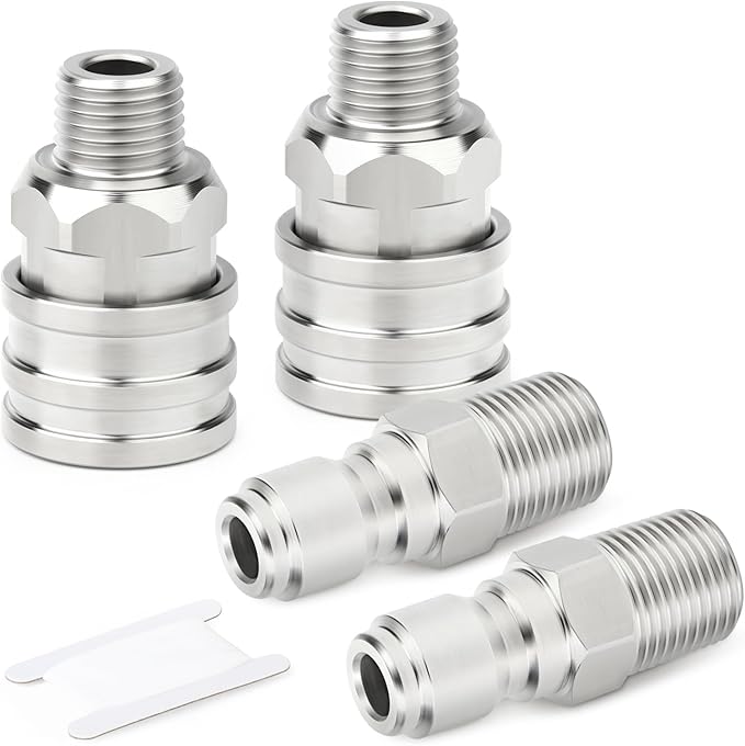 TAISHER 2PCS 304 Stainless Steel 1/4" Female NPT High Pressure Washer Quick Connect Coupler for Pressure Washing Gun Hose Accessories