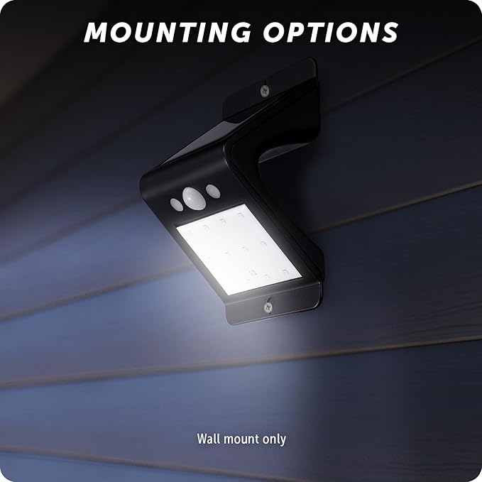 Globe Electric 17000210 4W LED Integrated Solar Powered Motion Activated Flood Light, 120-Degree Motion Detection, Black Finish, 250 Lumens, Integrated Solar Panel, Outdoor Lights, Security