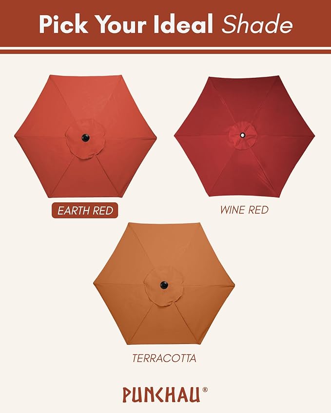 6 Ft Outdoor Patio Umbrella, Easy Open/Close Crank and Push Button Tilt Adjustment - Earth Red Market Umbrellas