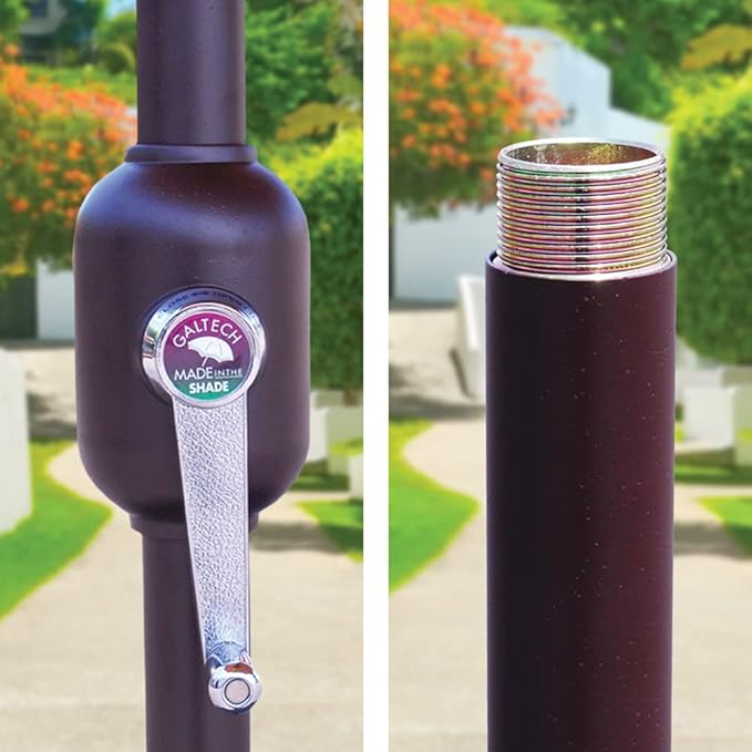 Galtech Deluxe Auto Tilt Market Umbrella, 8ft x 11ft - Outdoor Patio, Deck, Pool, Backyard Stand Alone Umbrella - Oval, Heavy Duty w/Bronze Frame & Sunbrella Fabric (Forest Green)