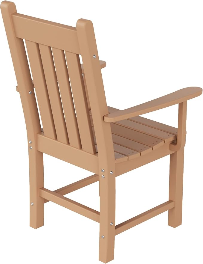 WO Home Furniture Adirondack Patio Dining Chair Table Bench Set of 6 PCS Rectangle Dinner Table Dining Arm-Chairs (Teak)