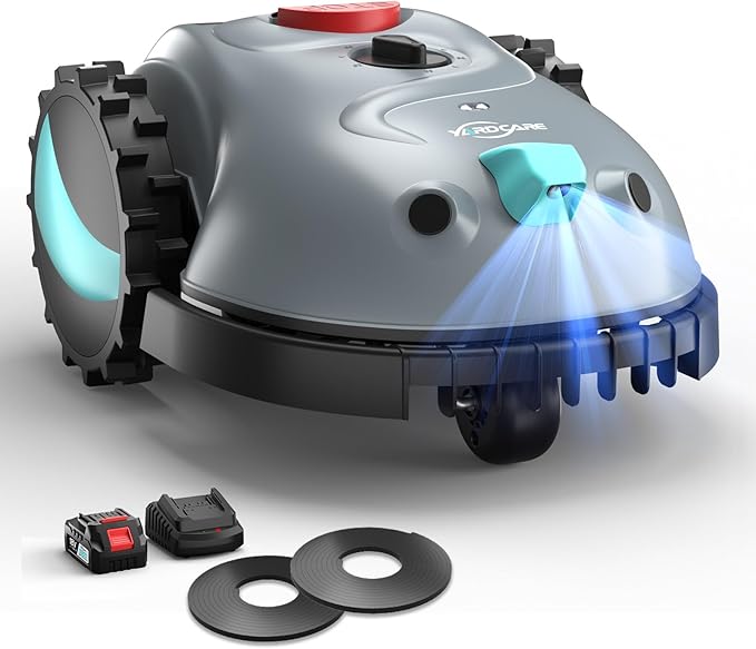 YARDCARE V100 Robotic Lawn Mower – Visual Navigation & Smart Obstacle Avoidance, Adjustable Cutting Height 0.8–2.4 in, Low-Noise Auto Mowing for Small Lawns up to 1,600 sq ft