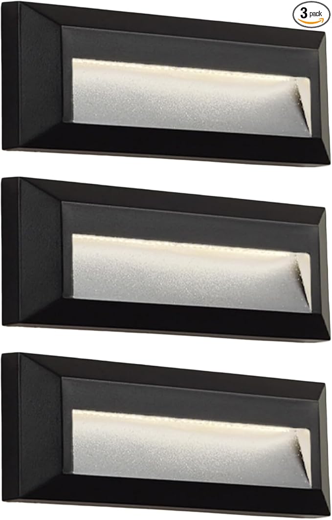 ZONK LED Step Lights 110-240V OutdoorIndoor Stair Lights, Waterproof IP65 2W 4000K Lighting for Stairs, Hallway, Pathway, Porch (Non-Dimmable, Easy Install), 3Pack