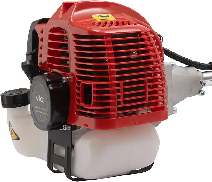 2-Stroke Lawn Trimmer, 43cc Gas-Powered Brush Cutter, Equipped with Dual Blade Heads, Portable Trimmer with Adjustable Handle, Ideal Weed Removal Tool for Garden and Yard POIOKLJRE