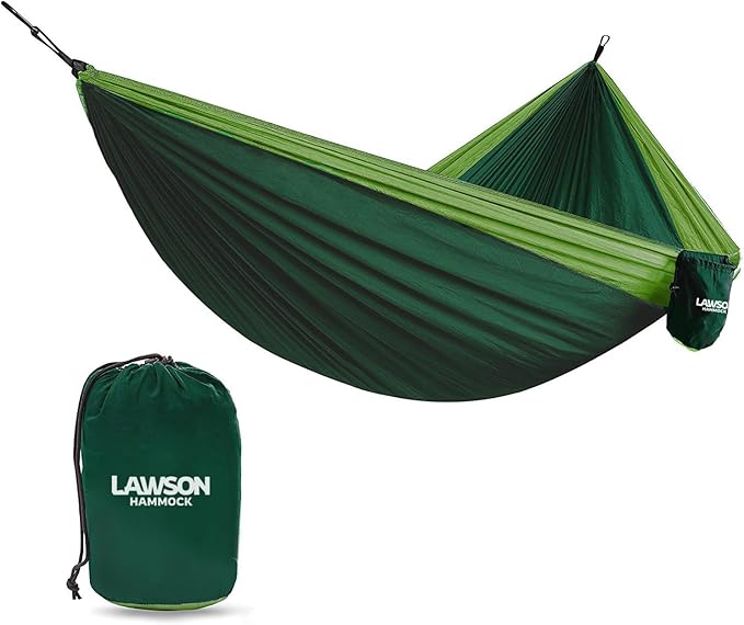 Lawson Hammock Double Parachute Nylon Camping Hammock for 2, Two Person 425lbs. Capacity, Durable Waterproof Construction (Green)