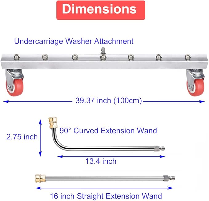 39-INCH Water Broom Undercarriage Pressure Washer Surface Cleaner,4000 PSI Power Washer Underbody Car Washer with 7 Nozzles and 3 Extension Wand