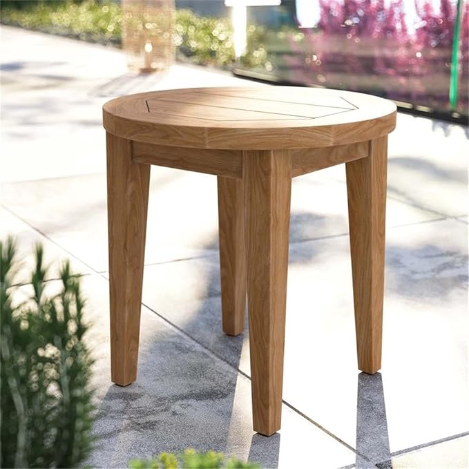 Modway Brisbane Modern Teak Wood Outdoor Patio Side Table in Natural