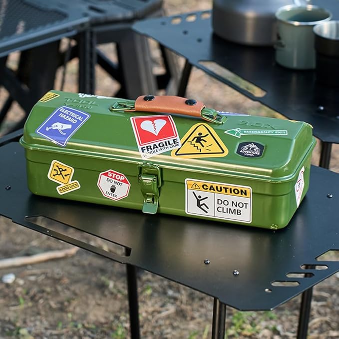 HUIOP Outdoor Tools Storage Box Portable Camping Picnic Hand Box Metal Tools Storage Box with Handle Sundries Storage Box