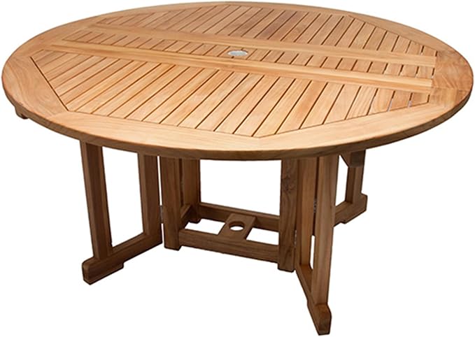 Royal Teak Collection DLT5 Round Drop Leaf Teak Table, 60-Inch