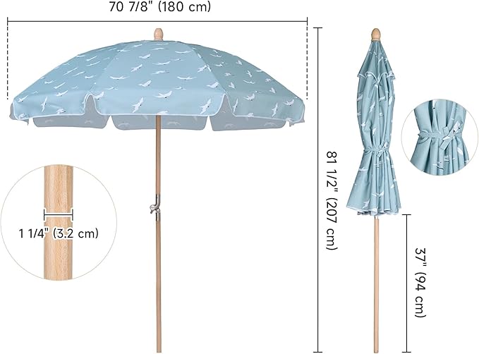 LAGarden Fringe Patio Umbrella with Carry Bag & Cover Vintage Wood for Event Outdoor Garden Yard Wedding Bistro Table