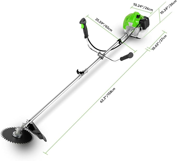 Gas Weed Eater 58CC Gas String Trimmer Powered 18.5" Cutting Path 4 in 1 Gas Weed Wacker with 4 Detachable Heads Straight Shaft 2-Cycle Brush Cutter for Weed, Brush