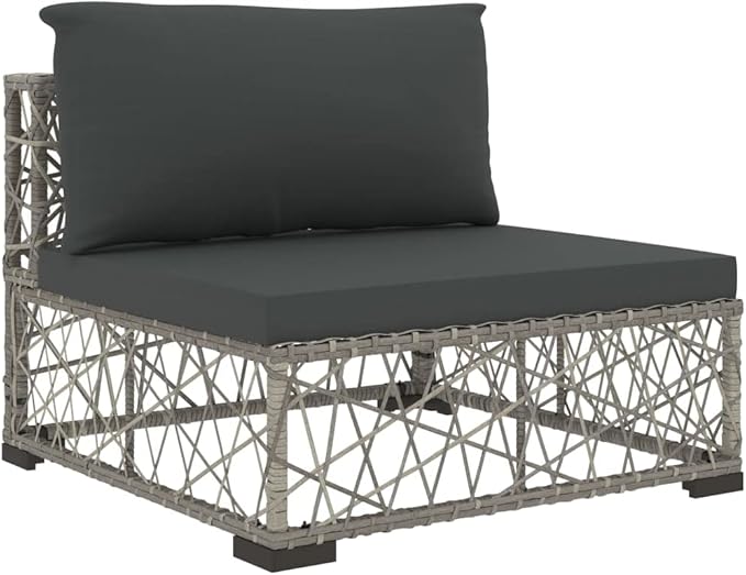 8 Piece Patio Lounge Set with Cushions, Front Porch Furniture Outdoor Dining Sets Porch Furniture Set Patio Conversation Set for Garden Exhibition Poolside Negotiation Area Poly Rattan Gray