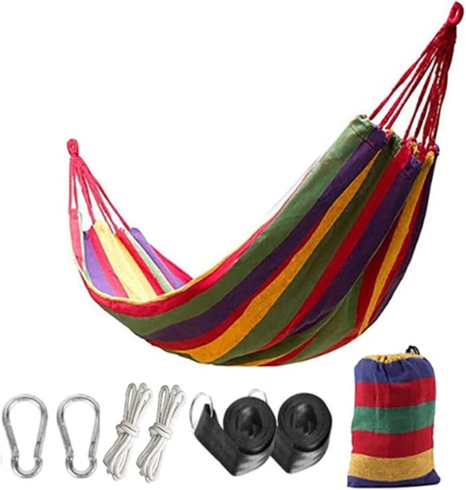 Double Hammock Swing Chair, Portable Hammock for Camping, Camping Hammocks for Outside, Double Polyester Hammock, for Travel Patio Garden