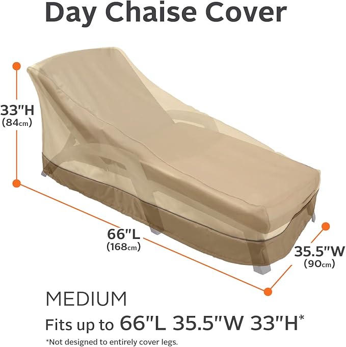 Classic Accessories Veranda Water-Resistant 66 Inch Patio Day Chaise Lounge Chair Cover, Patio Furniture Covers