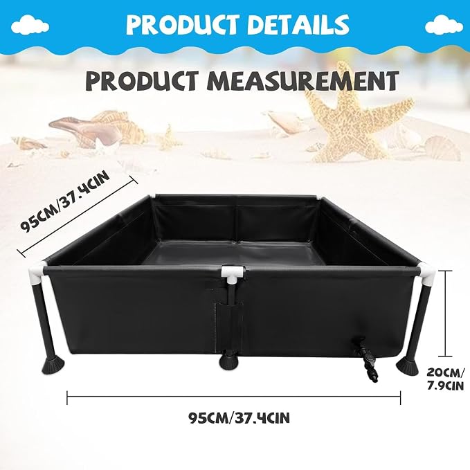 Above Ground Pool, 37.4x37.4x7.9in, Puncture Proof Triple Layer PVC Dog Bath Swimming Pool with Mesh Design, for Backyard Garden and Pets