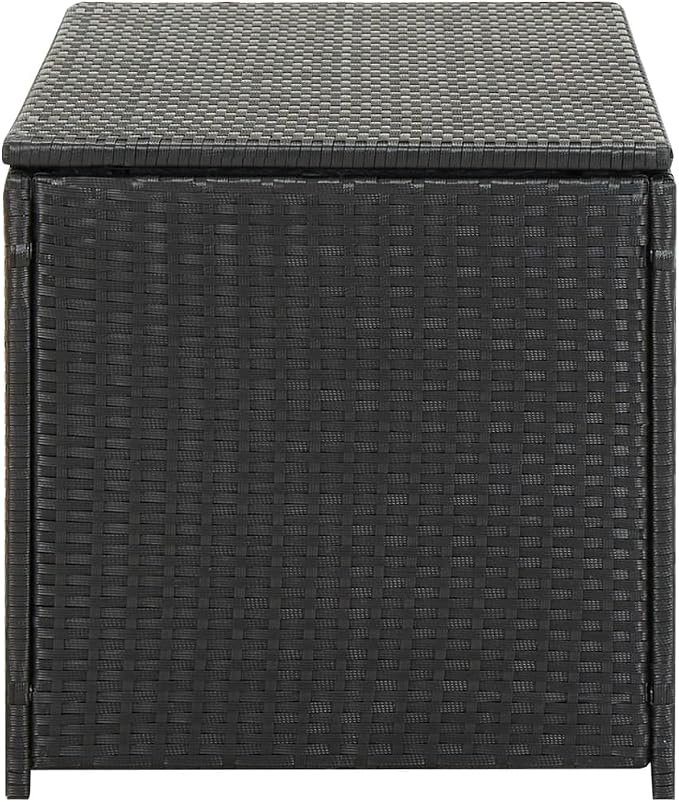 Patio Storage Box Deck Storage Box Outdoor Storage Box Indoor Wicker Storage Bin for Patio Furniture Cushions, Pillows, Garden Tools, Poly Rattan Black, 39.3"x19.6"x19.6" -AA