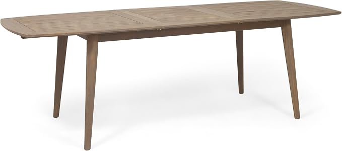 Outdoor Extendable Acacia Wood Patio Dining Table(71-94.5 inch)(Gray)