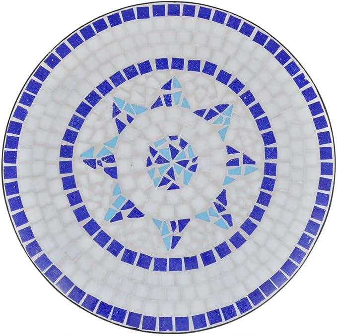 vidaXL Bistro Table Mosaic Ceramic Blue White Outdoor Garden Patio Cafe Coffee
