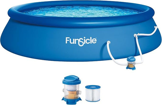 Funsicle Quickset 15' x 36" Round Above Ground Swimming Pool, with FiltraBoost 800 GPH Filter Pump, Type D Filter Cartridge & Repair Patch