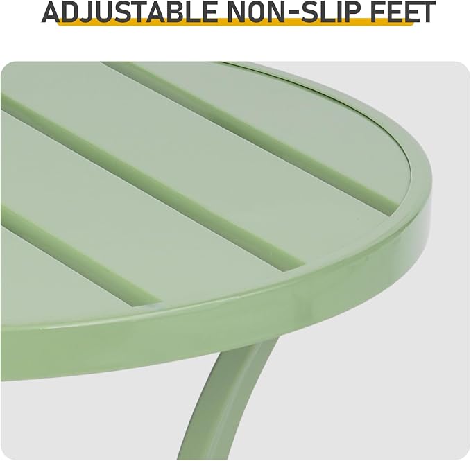 19.9" Metal Outdoor Round Side Table, Patio Side Table End Table for Porch Backyard Balcony Outside (Light Green)
