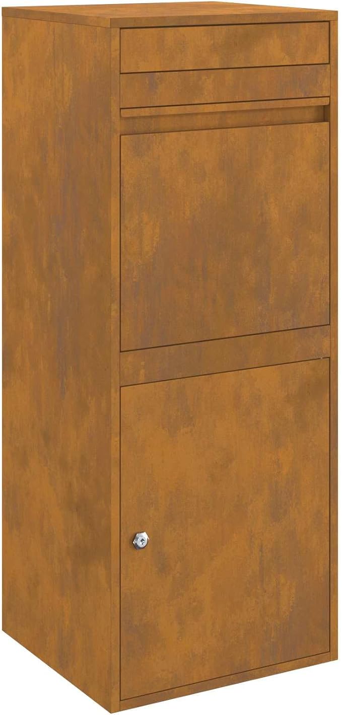 Weathering Steel Parcel Drop Box, Large Secure Mailbox for Porch, Lockable Weatherproof Delivery Box for Packages, 40.55in Tall Outdoor Delivery Storage