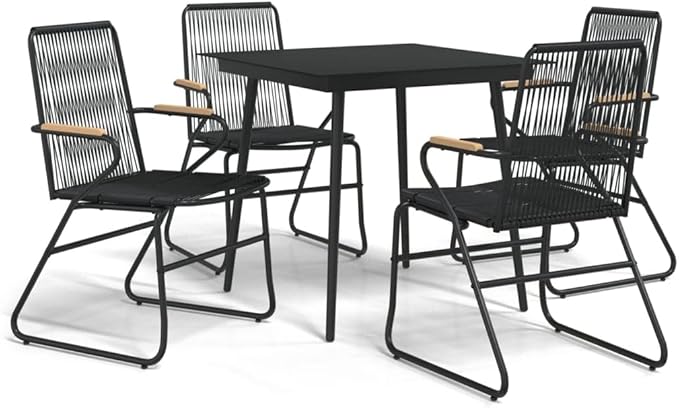 Patio Furniture Sets,Outdoor loveseat,Patio Conversation Sets,5 Piece Patio Dining Set Black PVC RattanSuitable for Patio, Garden, Gazebo Low