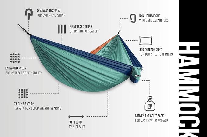 Bear Butt Double Camping Hammock and Bear Butt Hammock Bug Net Bundle