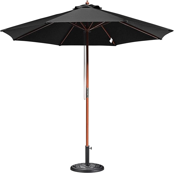 Yescom 9ft Coastal Solid Wood Umbrella Pulley Lift Commercial Base with Wheel Included for Seaside Restaurant Terrace Poolside Beach Club