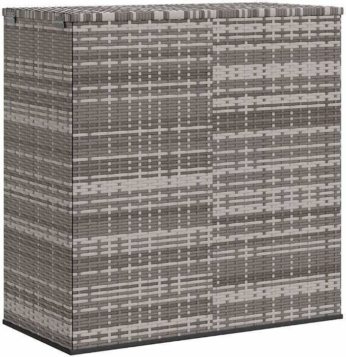 Large Rectangular Cushion Storage Box Grey PE Rattan Garden Cushion Storage Container for Outdoor Organizer with Spacious Interior for Pillows and Essentials