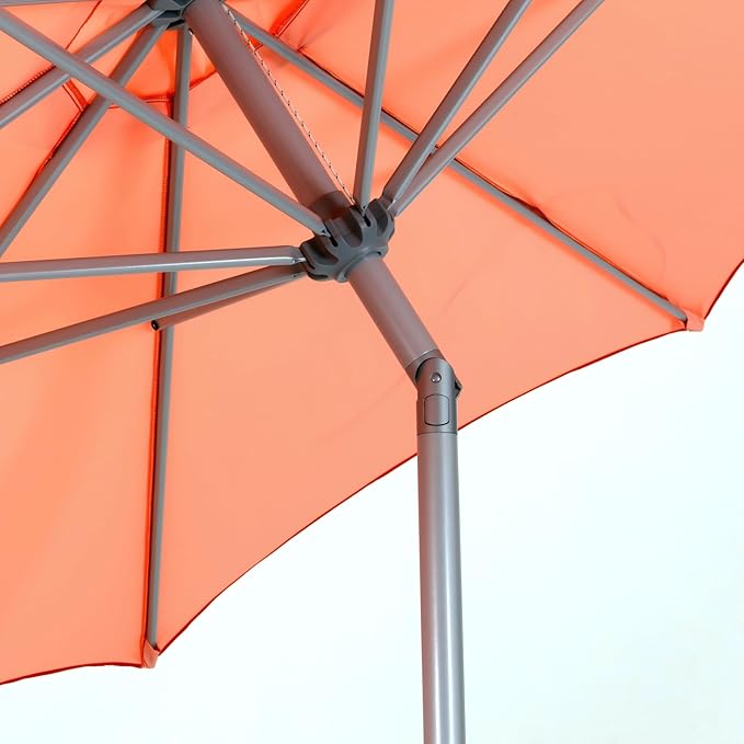Tempera Patio Umbrellas Arc Edge Outdoor Table Market Umbrellas with Crank & Pust Button Tilt|Auto-Tilt, 8 Steel Ribs, High Color-Fastness Canopy