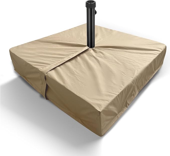 Patio Umbrella Base Cover Heavy Duty Polyester Weather-Resistant Waterproof Outdoor Cantilever Umbrella Stand Base Cover 36"L x 36"W x 8.5"H Anti-UV Anti-Fade Outside Square Umbrella Base Covers,Beige