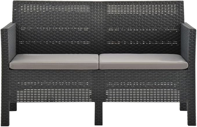 Backyard Furniture Patio Conversation Sets Outdoor Seating 2 Piece Patio Lounge Set with Cushions PP Rattan Anthracite Suitable for Swimming Pool, Courtyard, Garden
