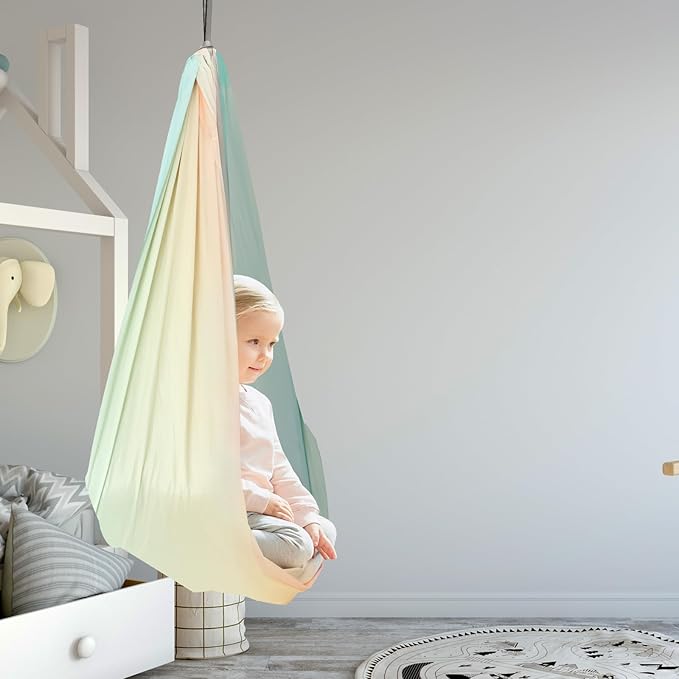 Sensory Swing, Double Layer Kids Sensory Swing Holds up to 200lbs, Comfortable Indoor Sensory Swing, Stretch Resistant Swing Hammock for Children Adults Indoor Outdoor Use