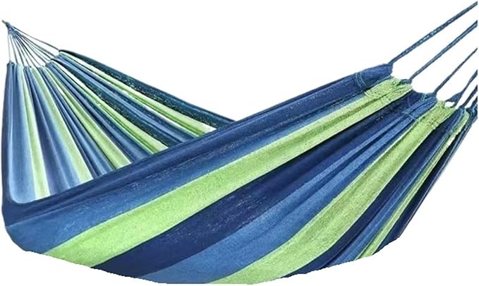 Canvas Hammock Outdoor Thickened Anti-Rollover Sleeping Swing Hanging Tree Camping(Blue 170x70)